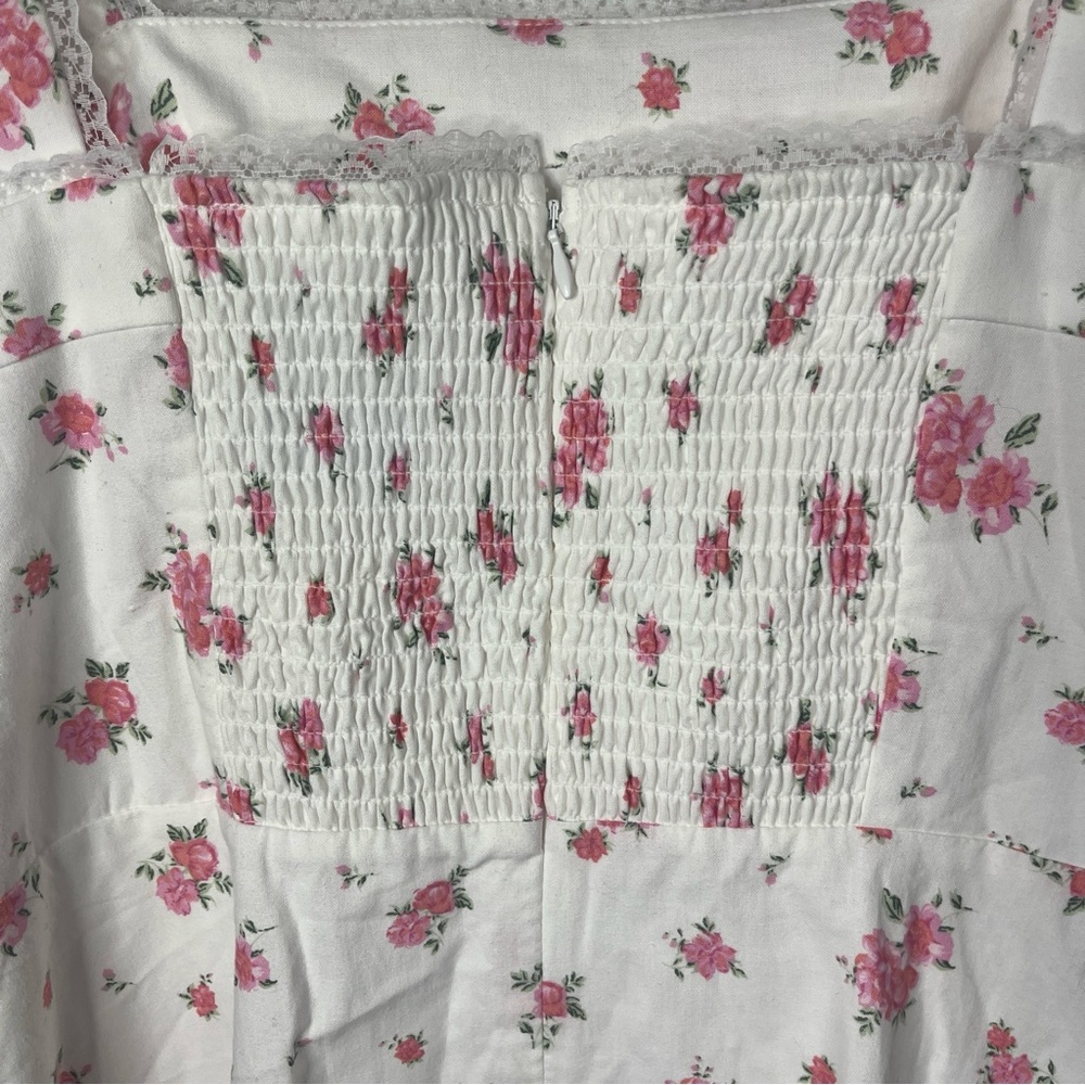 Altar'd State Mini Dress Floral Accents Coquette Cottage Core Smocked Smocked - Picture 10 of 11